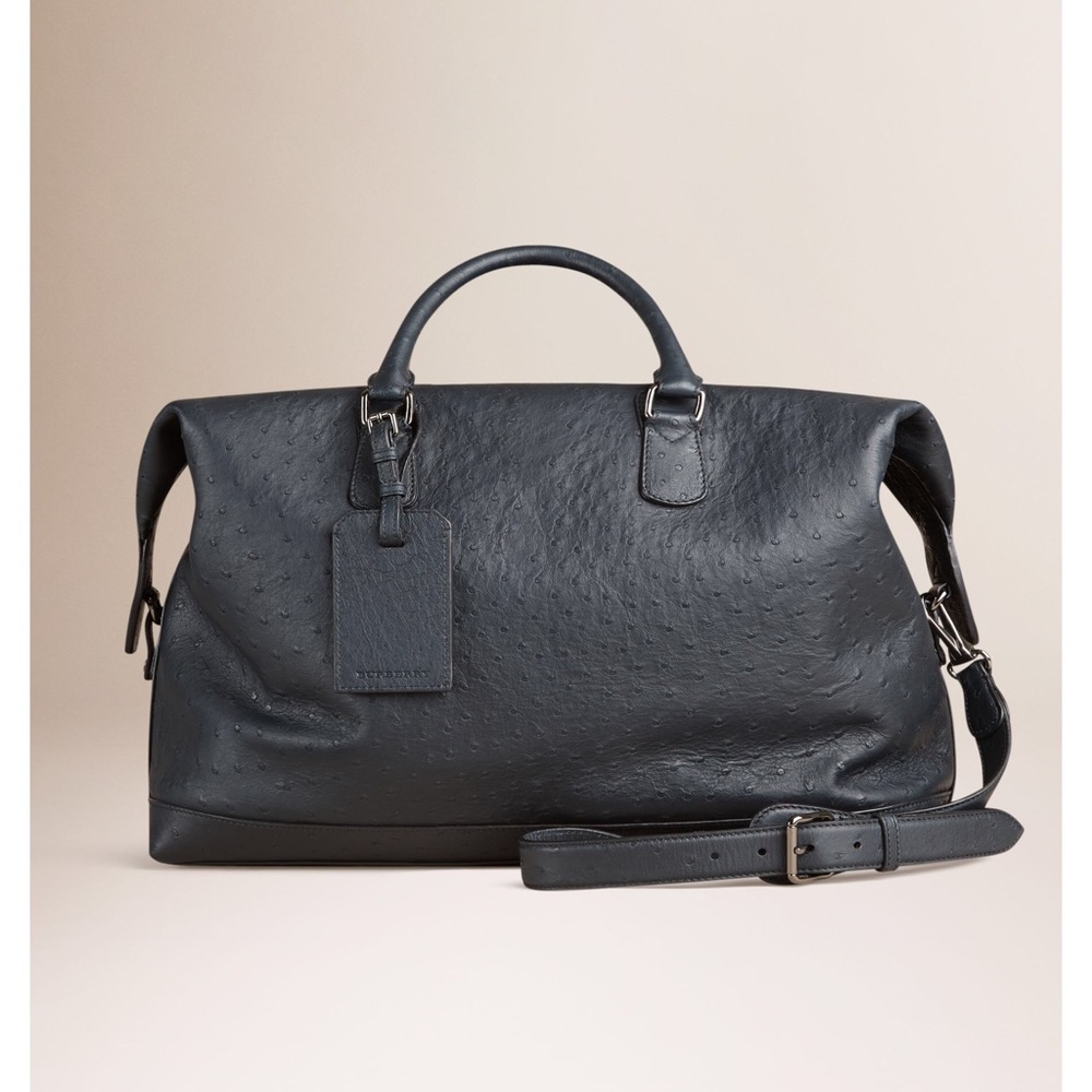 Burberry Ostrich Leather Holdall Duffel Bag!